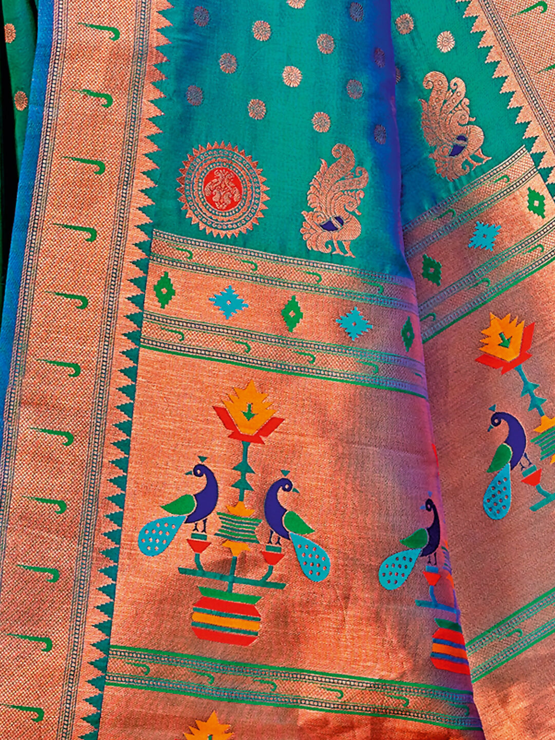 Shree Shyam Fashion Paithani Silk Sea Green Saree