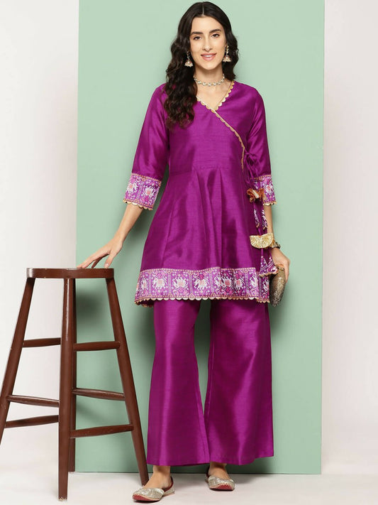 Ahalyaa Women's Traditional Wear Co-ods - Purple | Swadesiicart