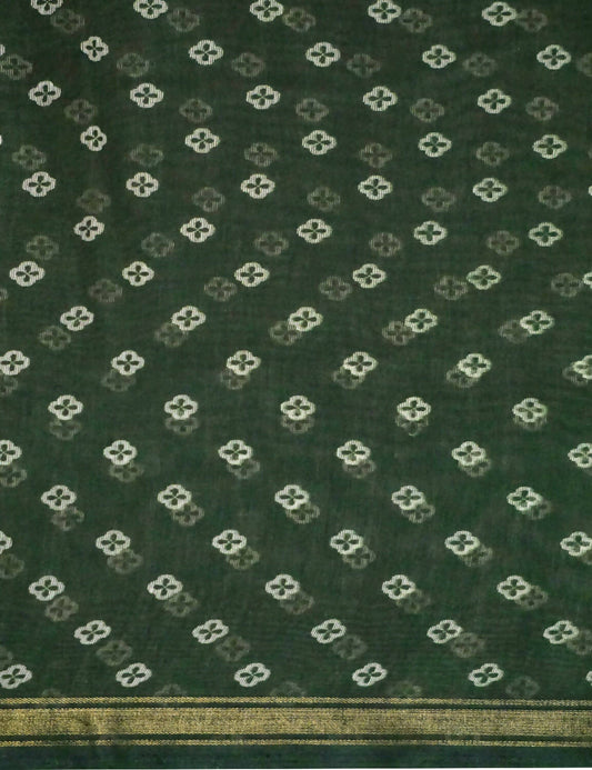 Shades Of Dark Leaf Green Floral Design Semi Chanderi Saree By Gayathri Reddy Designer Studio | Swadesiicart
