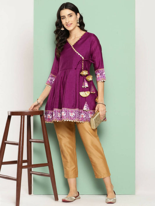 Ahalyaa Women's Traditional wear Tunic - Purple | Swadesiicart