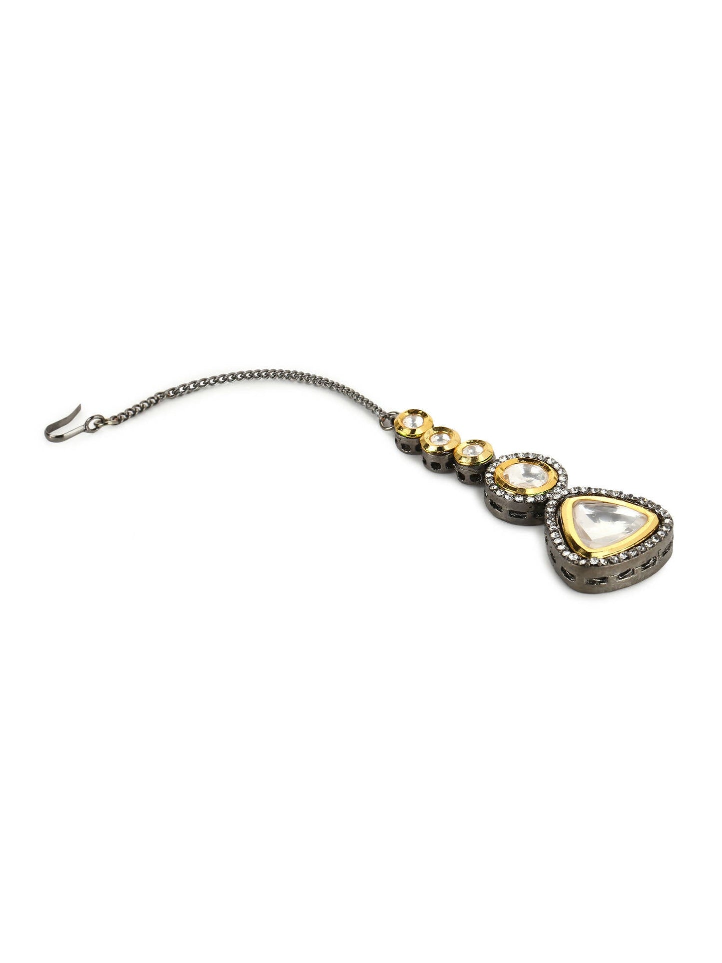 Gold-Polished Gold-Toned Kundan Maang Tikka - Ruby Raang | Swadesiicart