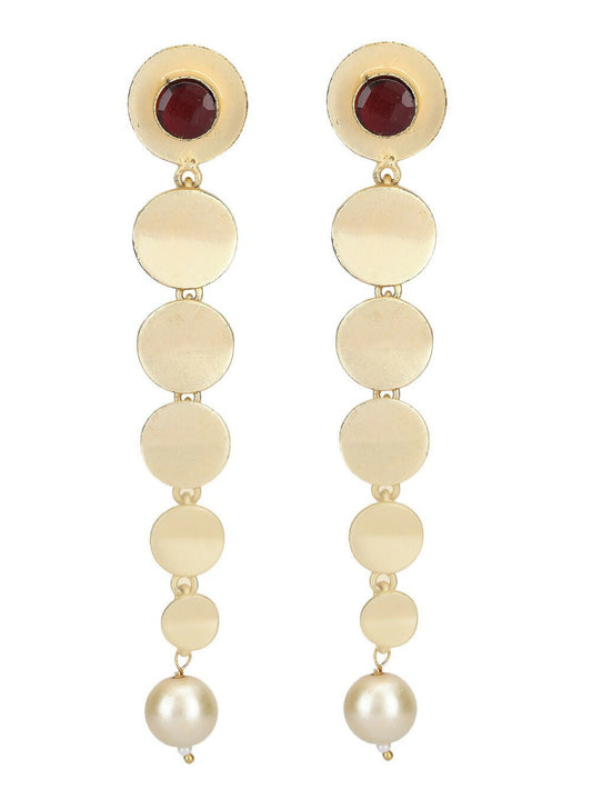 Joban Fashion Women Long Pattern Matte Gold Earrings | Swadesiicart