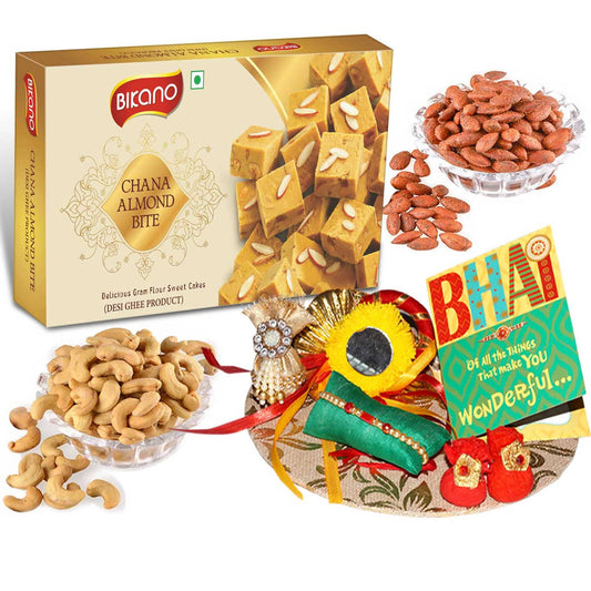 Bikano Chana Almond Bite and Dryfruits Rakhi Gifts | Swadesiicart