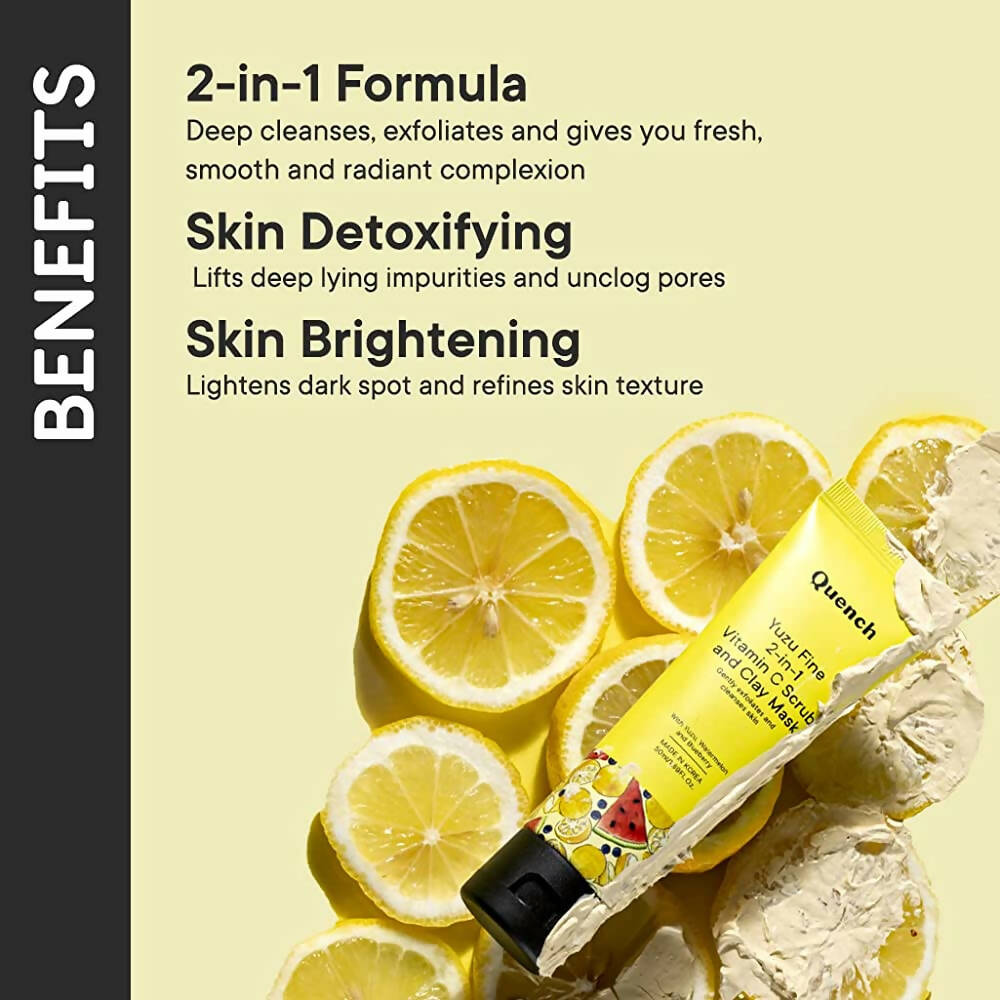 Quench Botanics Yuzu Fine 2-in-1 Vitamin C Scrub and Clay Mask - Korean Skincare | Swadesiicart