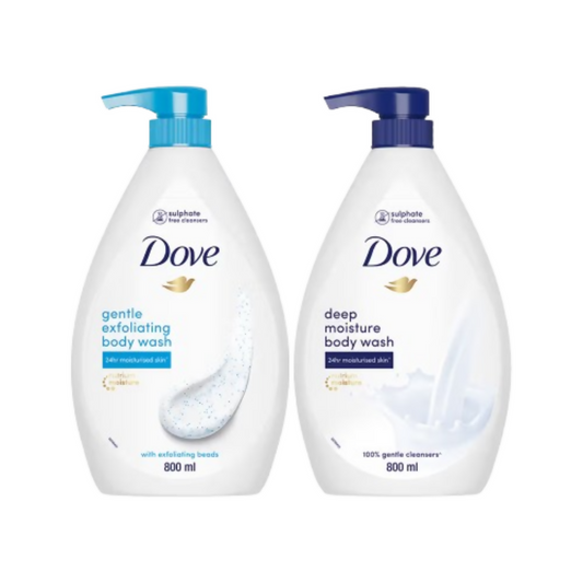 Dove Body Wash Value Pack - Deep Moisture & Gentle Exfoliating Combo - Swadesiicart