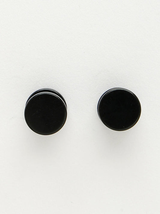 NVR Men's Black Rhodium-Plated Metal Studs Earring