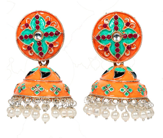 Elite Trading Yellow Meenakari jhumka-Big Size - Swadesiicart
