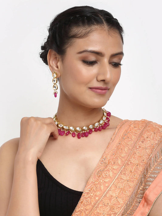 Kundan Choker With Earrings - Ruby Raang | Swadesiicart