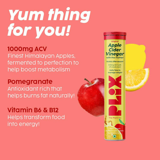 PLIX The Plant Fix Apple Cider Vinegar Effervescent Tablet with Mother - Lemon Masala - Swadesiicart