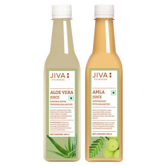 Jiva Ayurveda Amla Juice and Aloevera Juice Combo | Swadesiicart