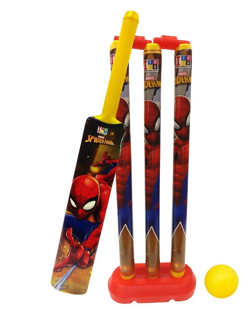 Manaki Enterprise Plastic Spiderman Cricket Kit (Multicolour) - Swadesiicart