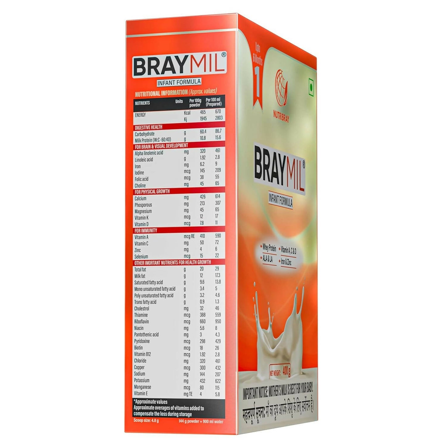 Braymil 1 Infant Formula Milk Powder (Upto 6 Months) | Swadesiicart