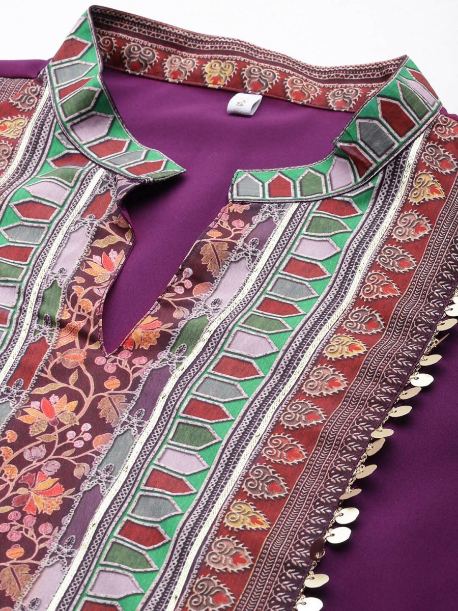 Ahalyaa Women's Traditional wear Kurta Set - Burgundy | Swadesiicart