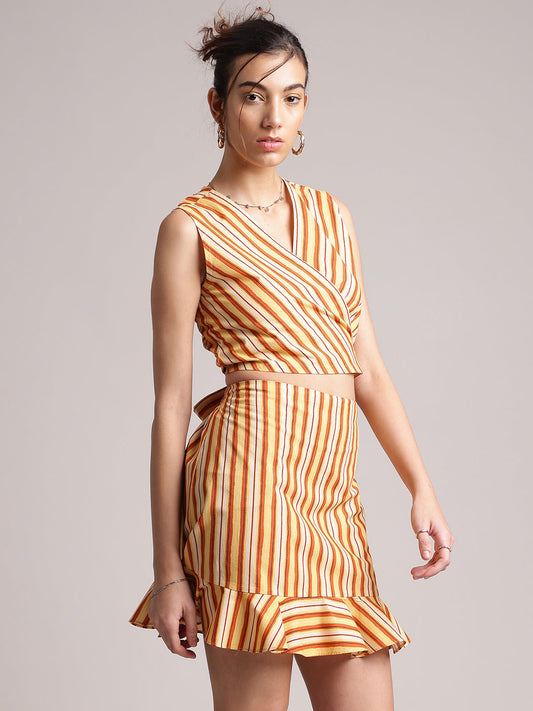 Zaccai Women's Multi Poplin Striped Co-Ords - Swadesiicart