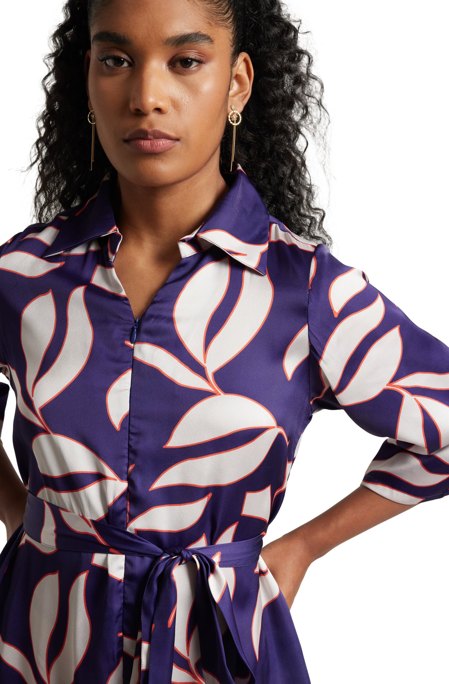 Zaccai Women's Purple Satin Abstract Jumpsuit - Swadesiicart