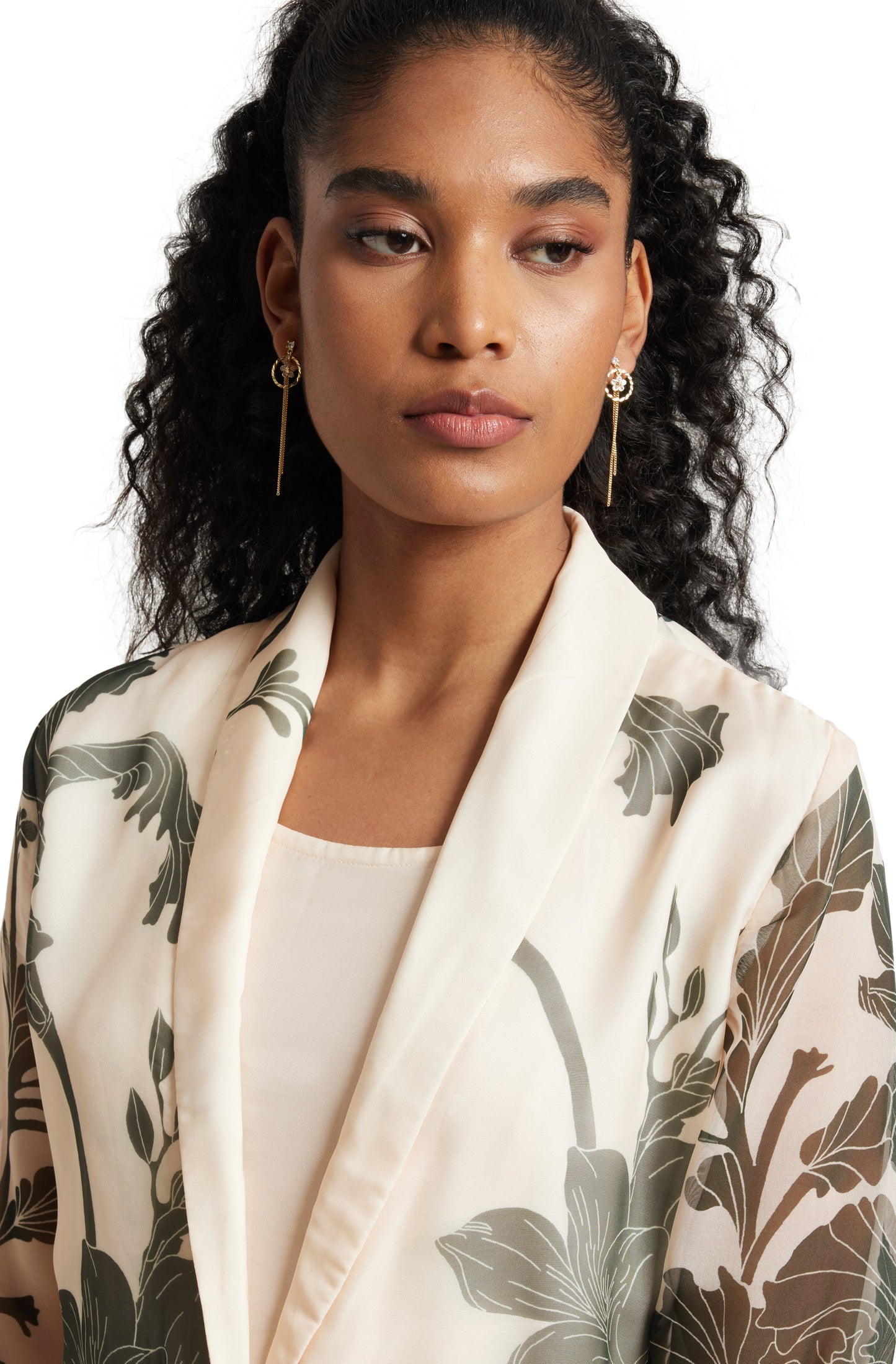 Zaccai Women's Cream Organza Floral Co-ord Set - Swadesiicart