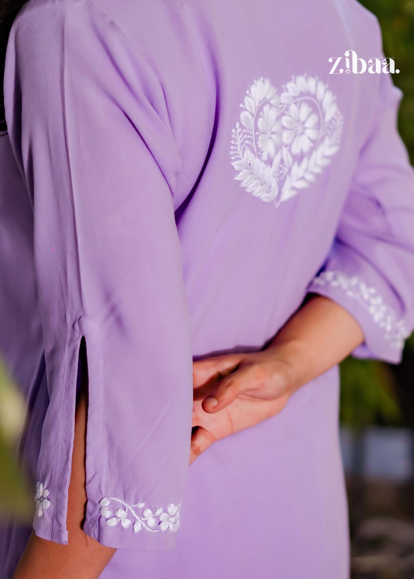 Zibaa Lavender Luxury Rayon Chikankari Coord Set - Swadesiicart