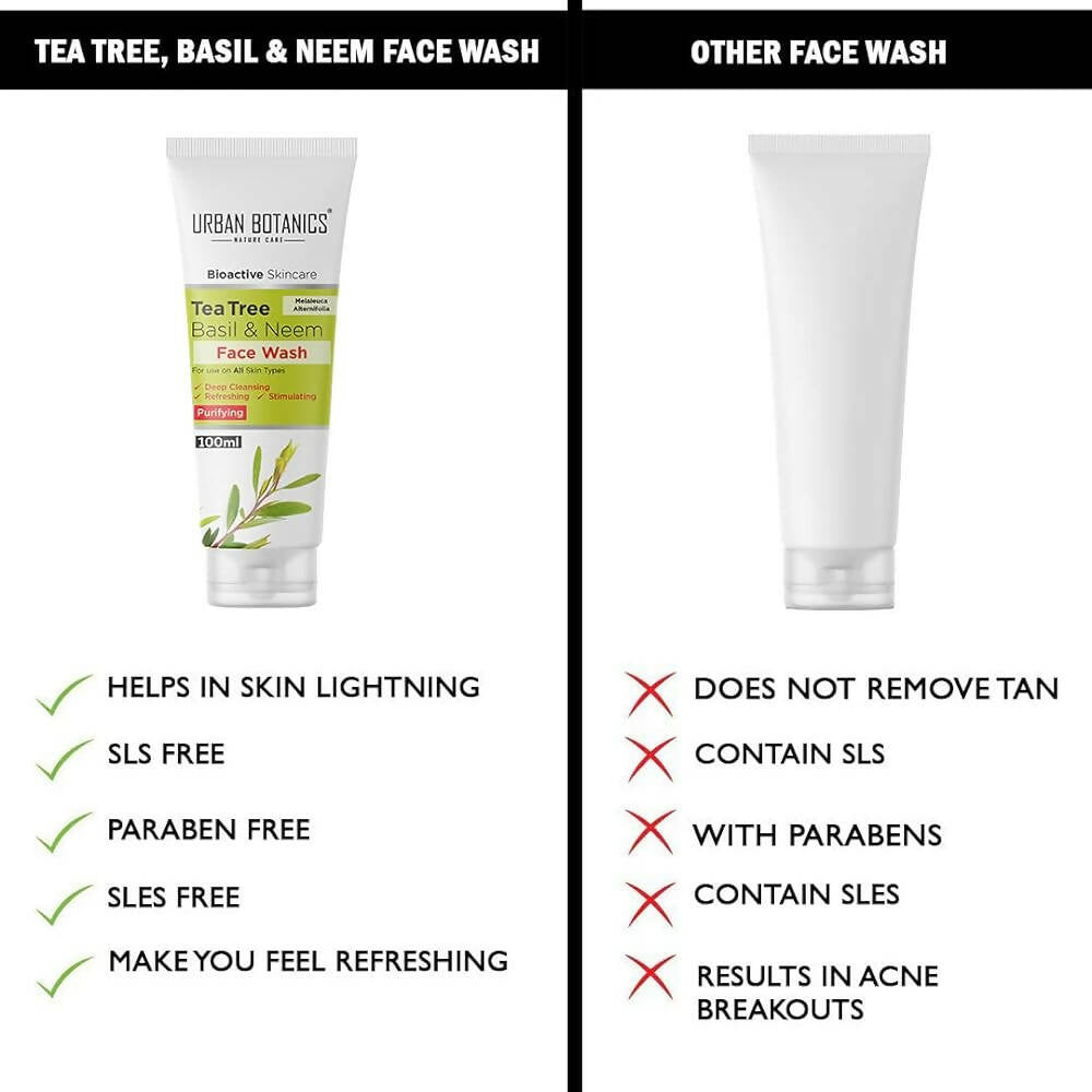 Urban Botanics Tea Tree, Basil & Purifying Neem Face Wash - Swadesiicart