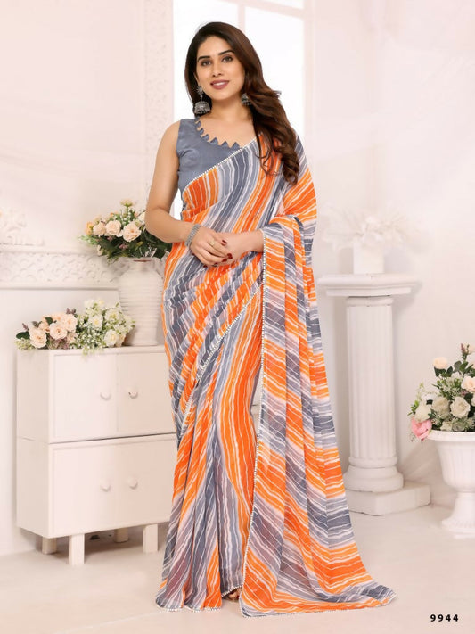 Designer Partywear Multi Georgette Fancy Saree - Satrangi | Swadesiicart