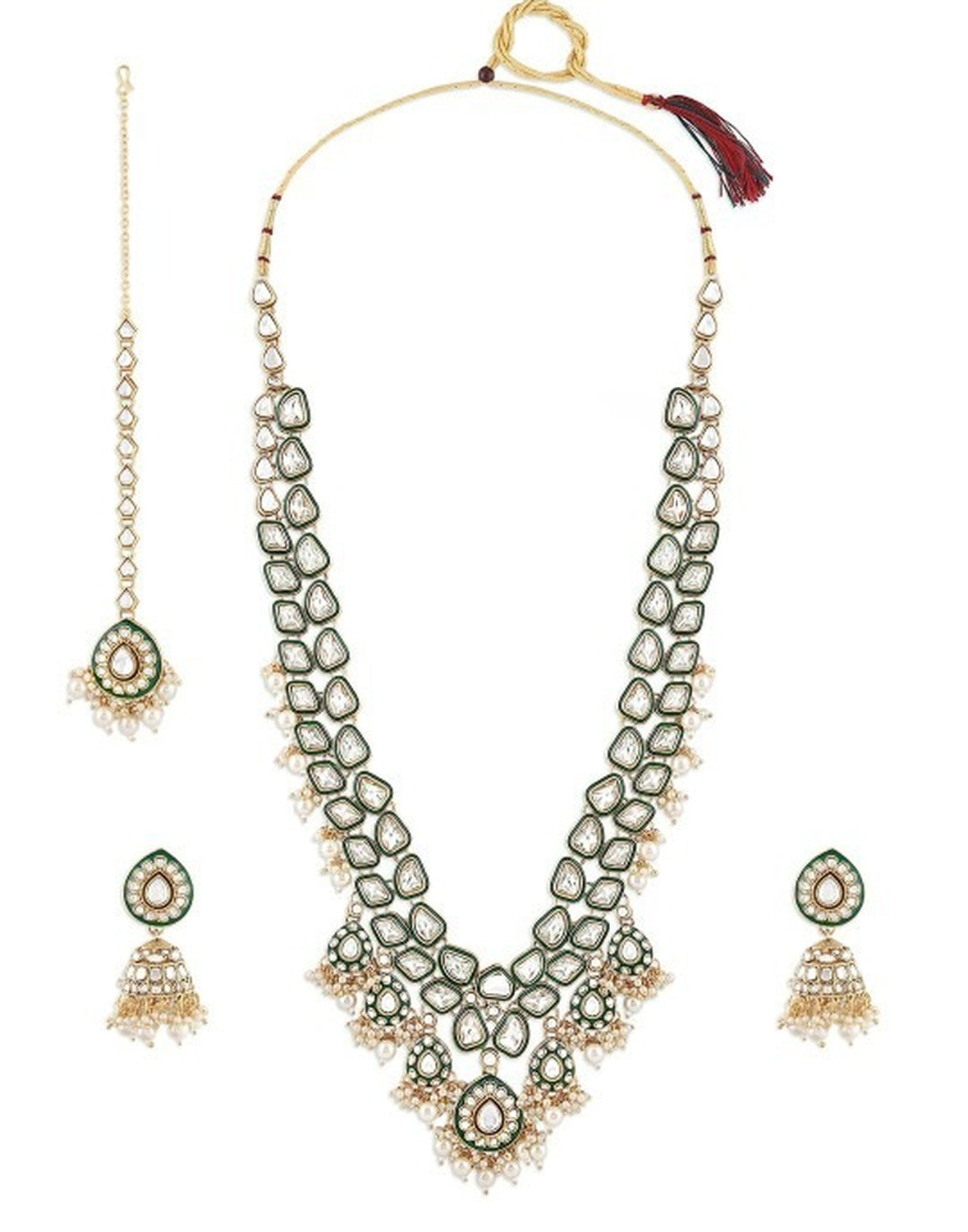 Jewel City Gold-Plated Kundan Bridal Necklace Set with Pearls – Traditional Indian Jewelry for Weddings & Festivals | Swadesiicart