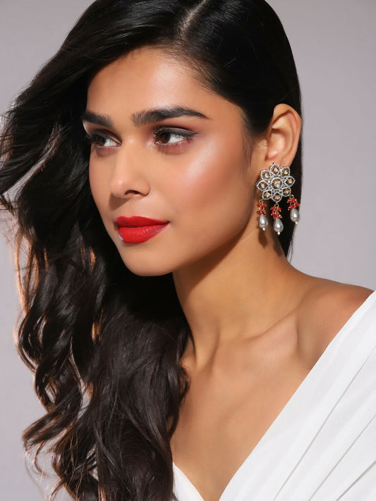 Diamond & Semi Precious Stone Earrings- Ruby Raang | Swadesiicart