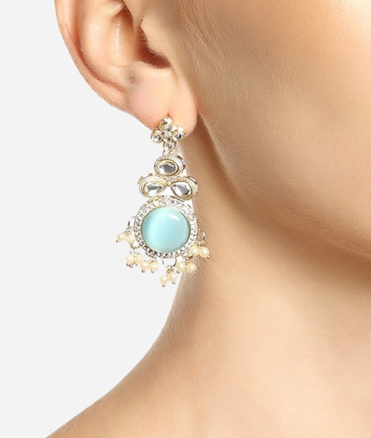 Jewel City Set Of 2 Gold-Plated Contemporary Drop Earrings | Swadesiicart