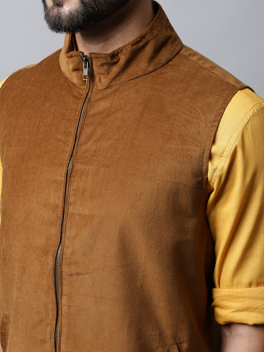 Even Apparels Men's Brown Nehru Jacket With Welt Pockets | Swadesiicart