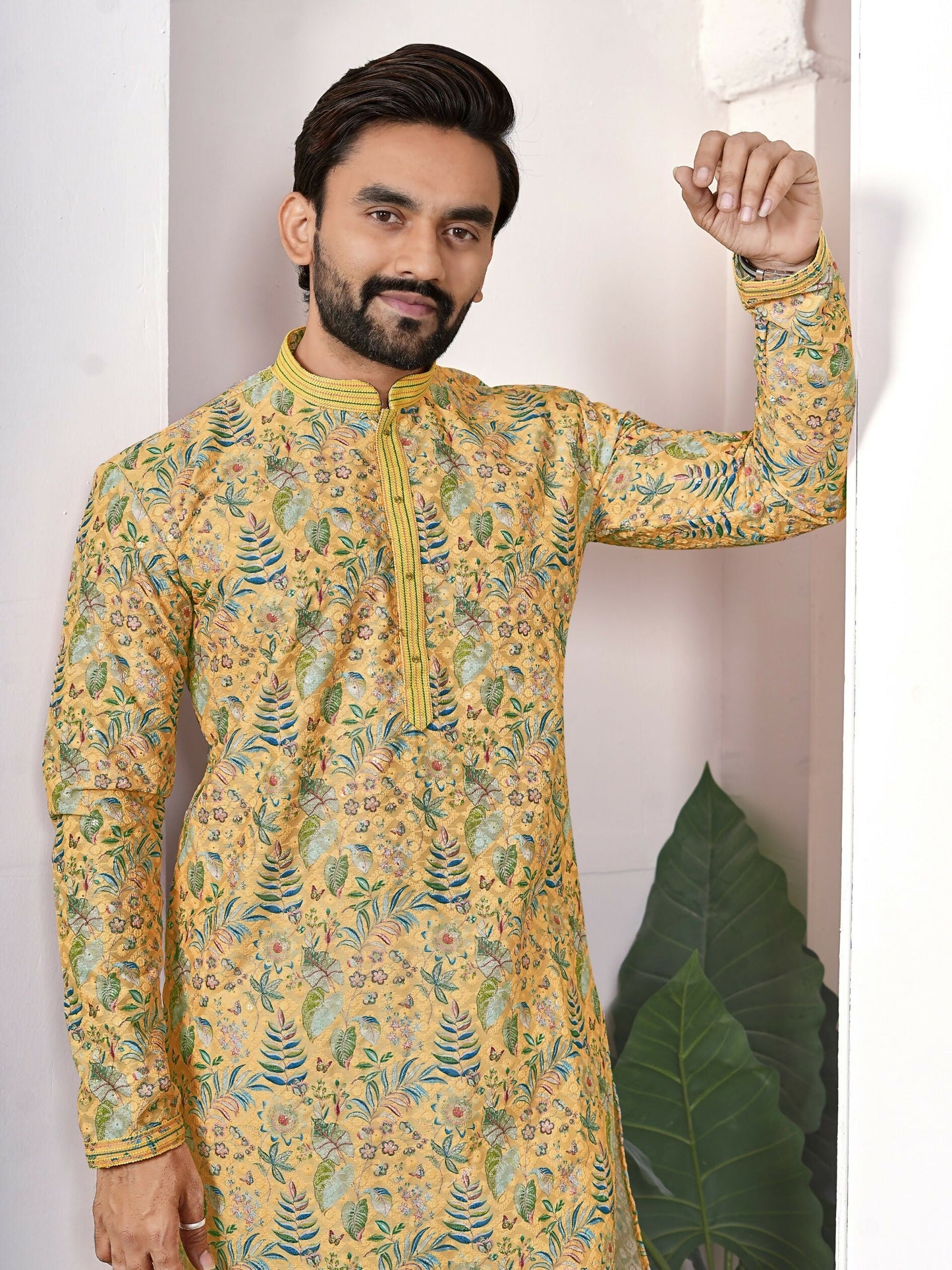 Anaita Yellow Digital Printed Work Cotton Straight Kurta