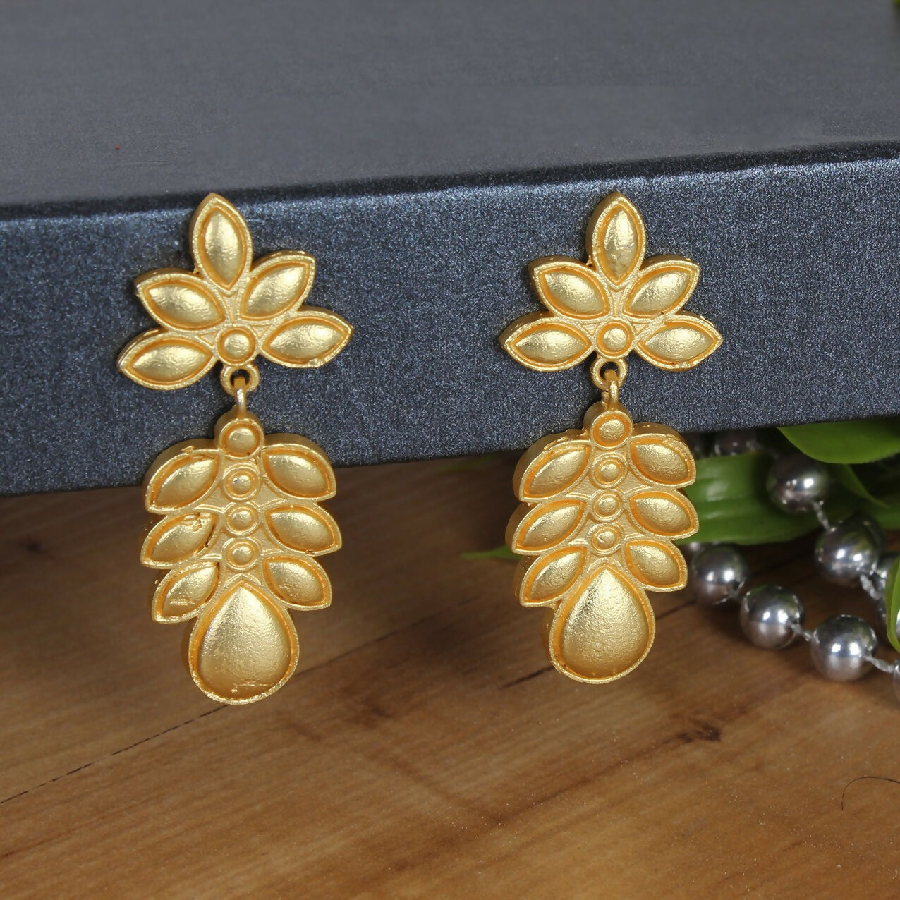 Joban Fashion Women Matte Gold Brass Earrings | Swadesiicart