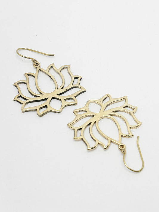 NVR Women Lotus Shaped Gold-Polished Earrings - Swadesiicart