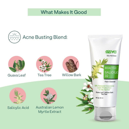 OZiva Bioactive Salicylic 32 Face Cleanser - Swadesiicart
