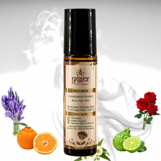 Yogez Awakened Senses Temple Roll-On- ZEN- aromatherapy blend to ease stress and to induce sleep - Swadesiicart