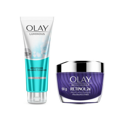 Olay Retinol Kit For Overnight Repair, Anti-Ageing Night Cream With Cleanser - Swadesiicart