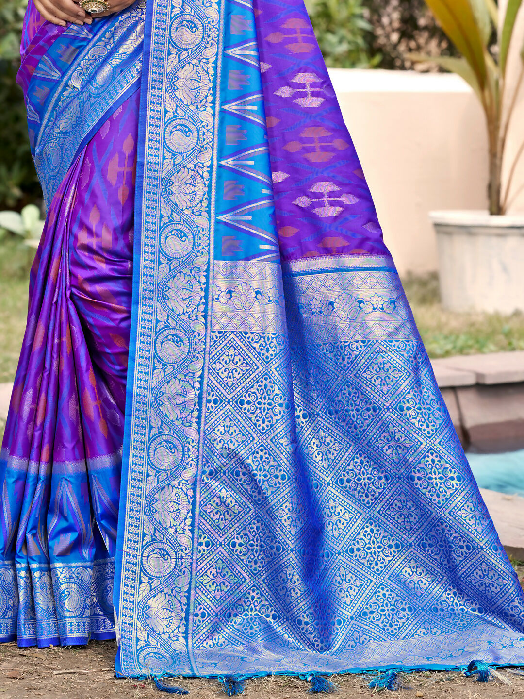 Shree Shyam Fashion Purple Pochampally Silk Saree