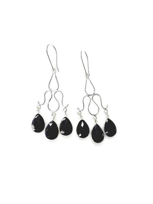 Bling Accessories Black Onyx Semi Precious Stone Earrings | Swadesiicart