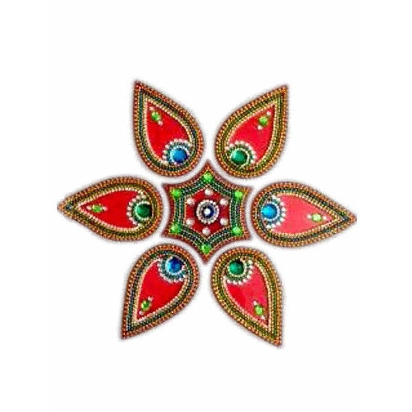 Flower Shaped 6 piece Rangoli Floor Design for pooja decoration and Wall Decoration | Swadesiicart
