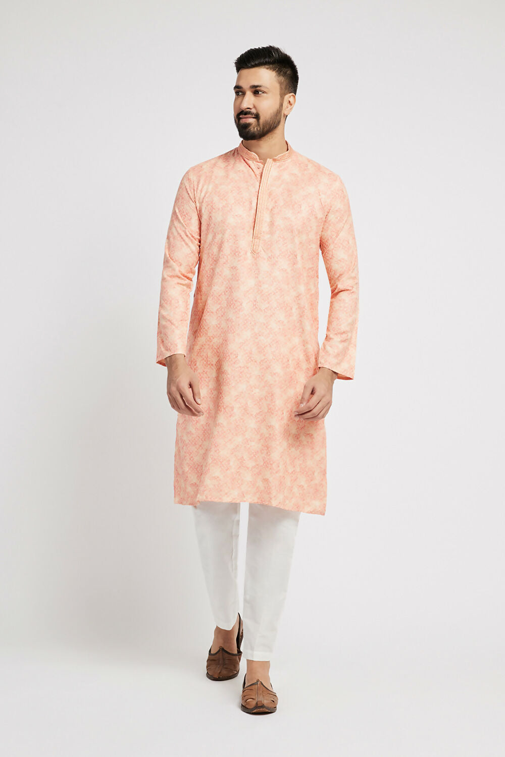 Ethnic India Peach Men's Kurta | Swadesiicart