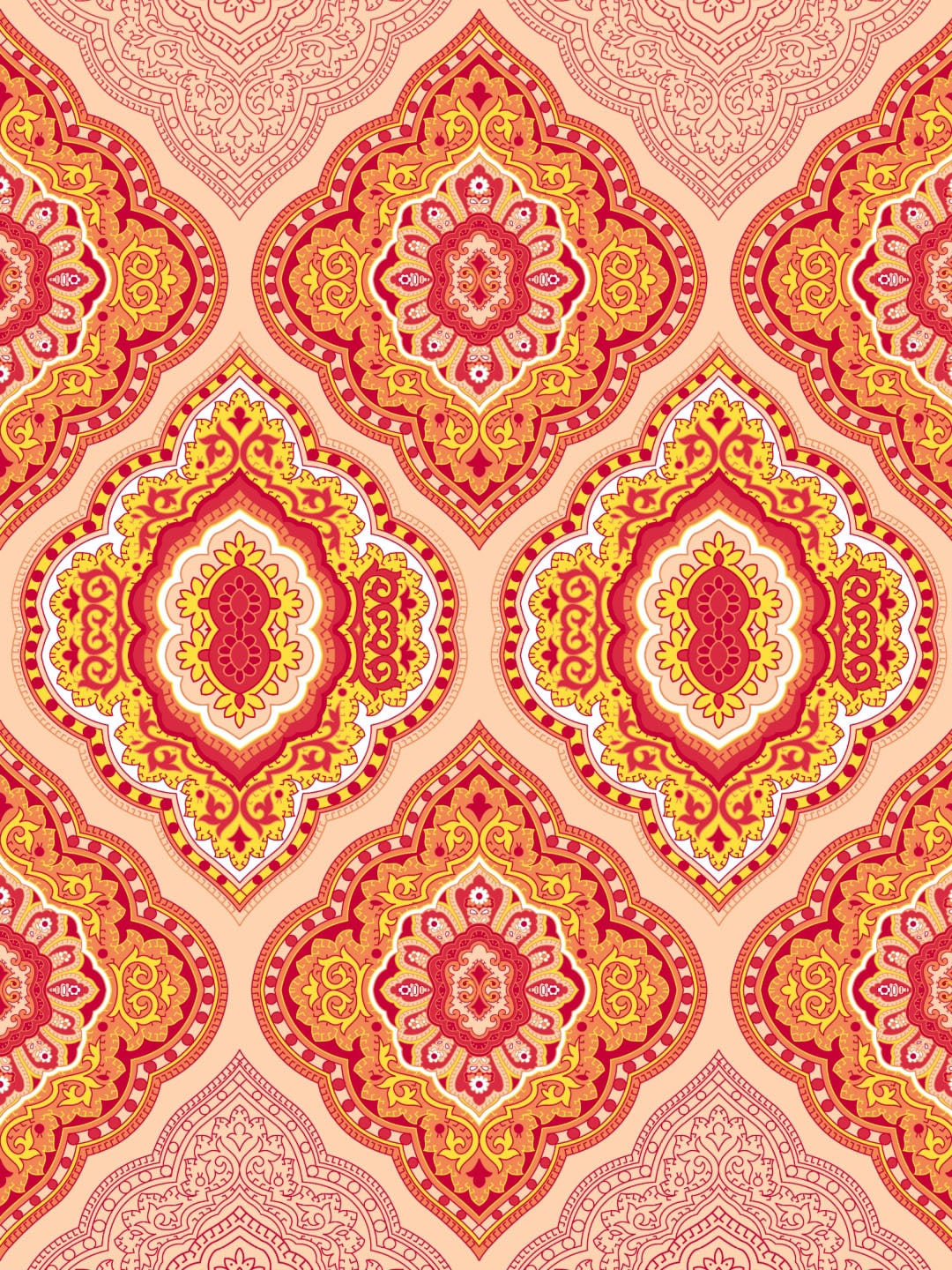 Dreamscape Pink Ethnic Motifs 144 TC Cotton 1 Queen Bedsheet with 2 Pillow Covers - Swadesiicart