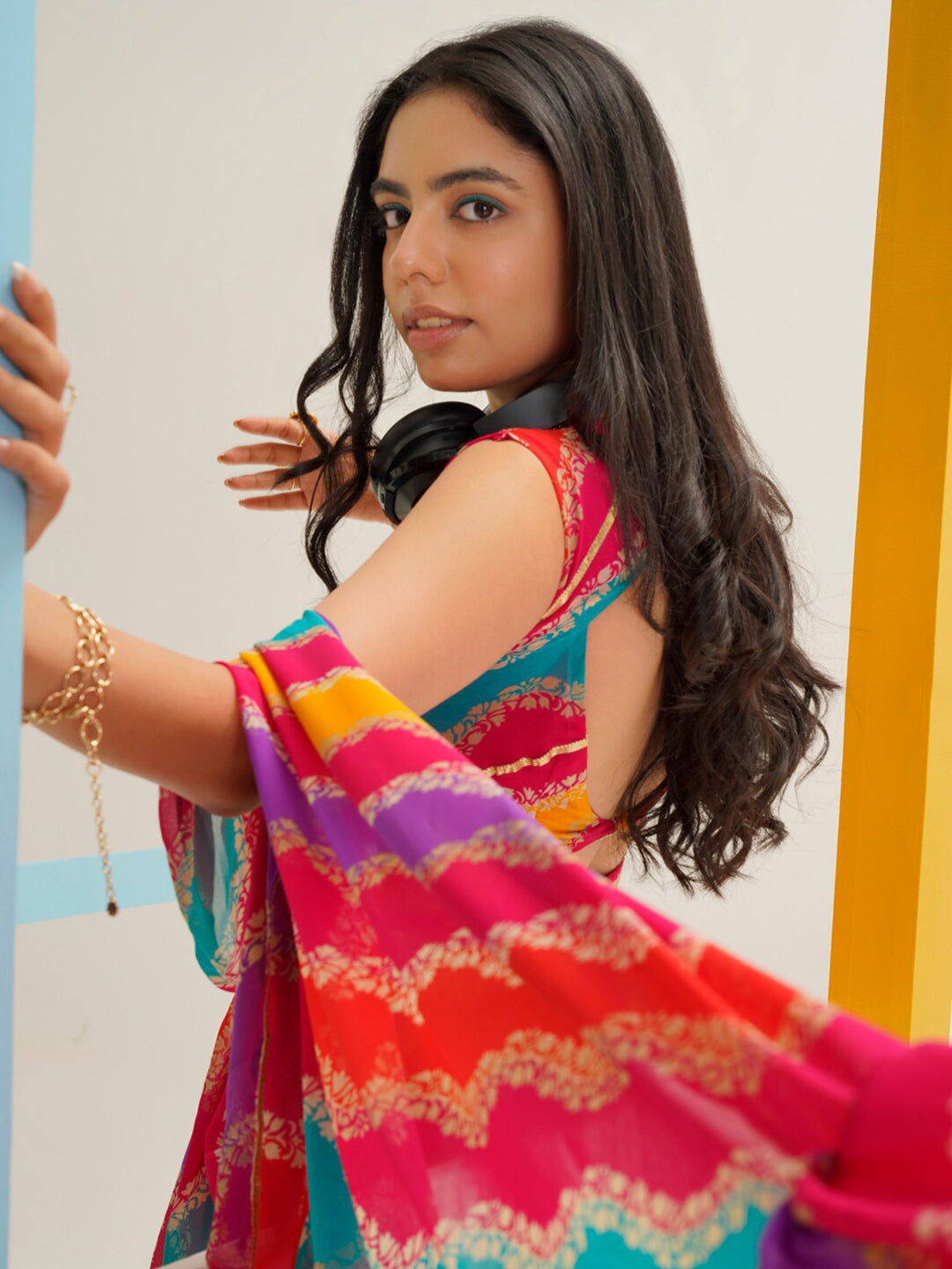 Tikhi Imli Leheriya Gotta Patti Saree | Swadesiicart