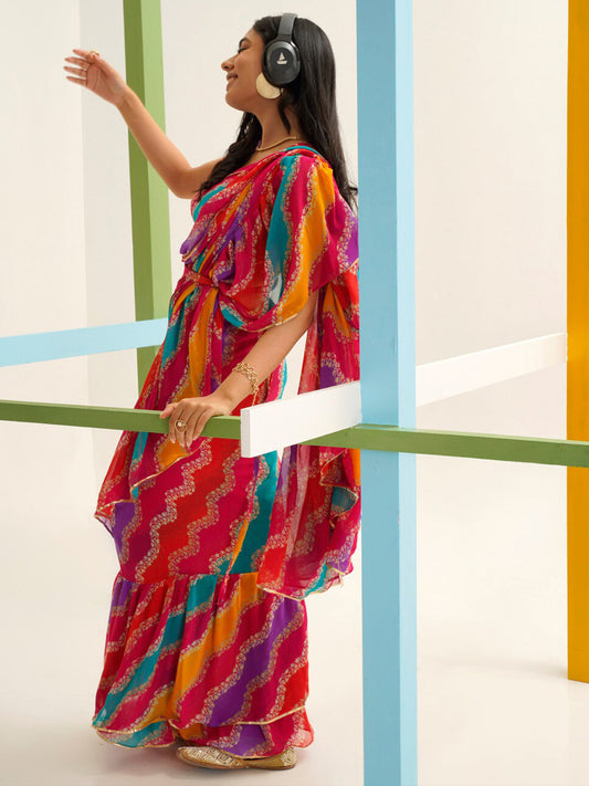 Tikhi Imli Leheriya Gotta Patti Saree | Swadesiicart