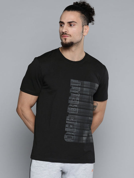 Alcis Men Black & White Typography Printed Slim Fit Training or Gym T-shirt | Swadesiicart