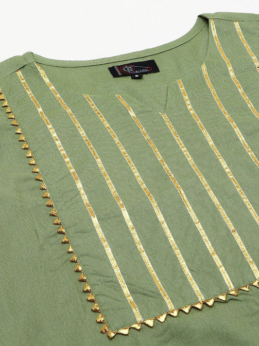 Kalini Women Green Yoke Design Gotta Patti Kurta with Sharara | Swadesiicart
