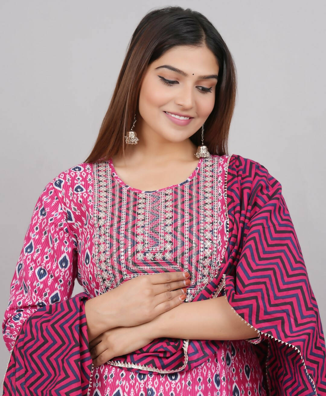 House of RP Women's Pink Cotton Kurta & Dupatta Set | Swadesiicart