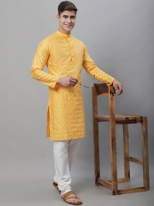 Sojanya Geometric Embroidered Thread Work Cotton Silk Kurta | Swadesiicart
