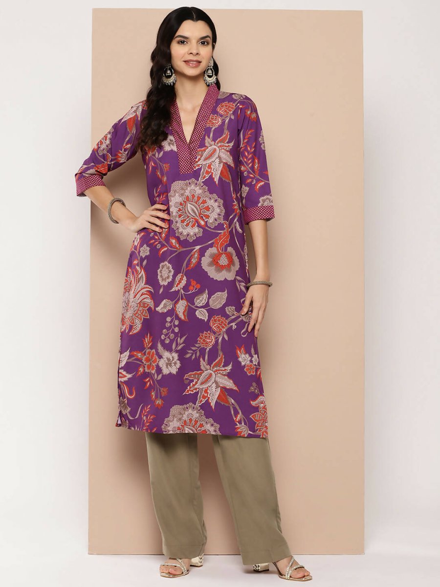 Ahalyaa Women's Traditional wear Kurta - Purple | Swadesiicart