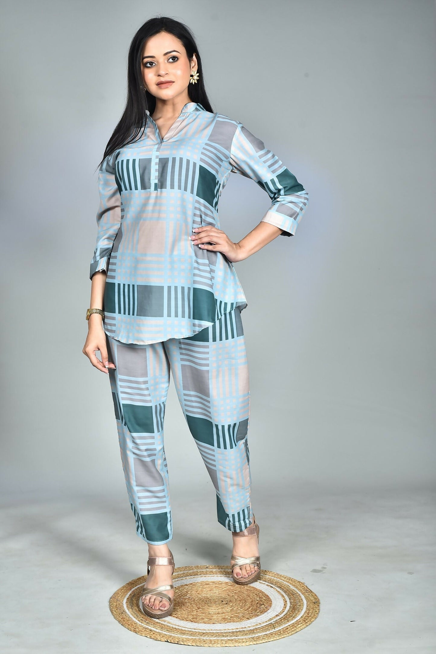 Morchari Digital Print Semi Muslin Co-Ord Set Top & Trouser-Multicolor - Swadesiicart