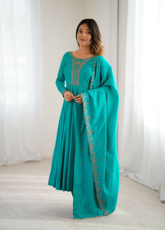 Joban Fashion Rama Kurta Set Chanderi Sequence Embroidery Work - Swadesiicart