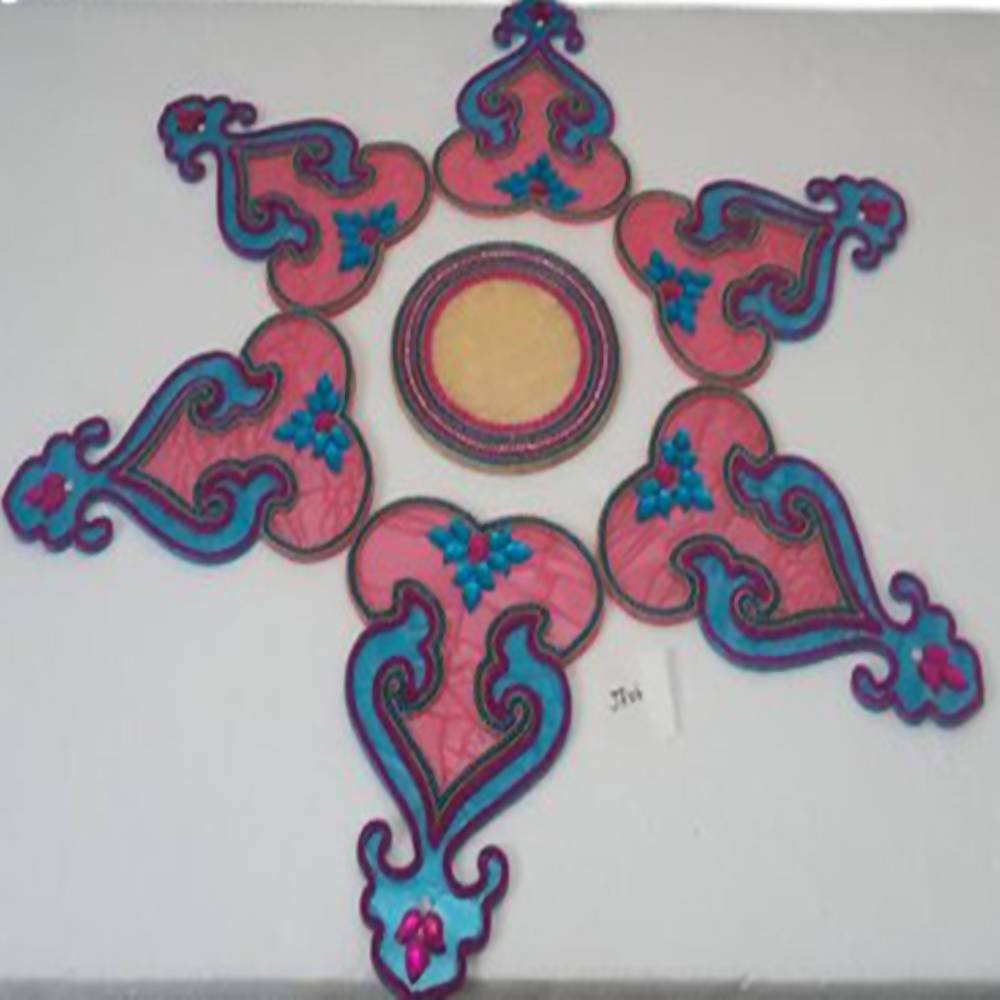 Kundan HandiKrafts Acrylic Light Red & Skyblue Colour Jumbo Rangoli - Aahana - The Bliss Store