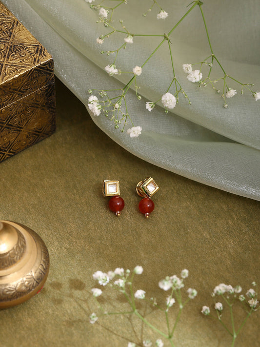 Ruby Raang Red Carnelian Kundan Studs | Swadesiicart