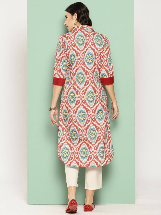 Ahalyaa Women's Traditional wear Kurta - Red | Swadesiicart